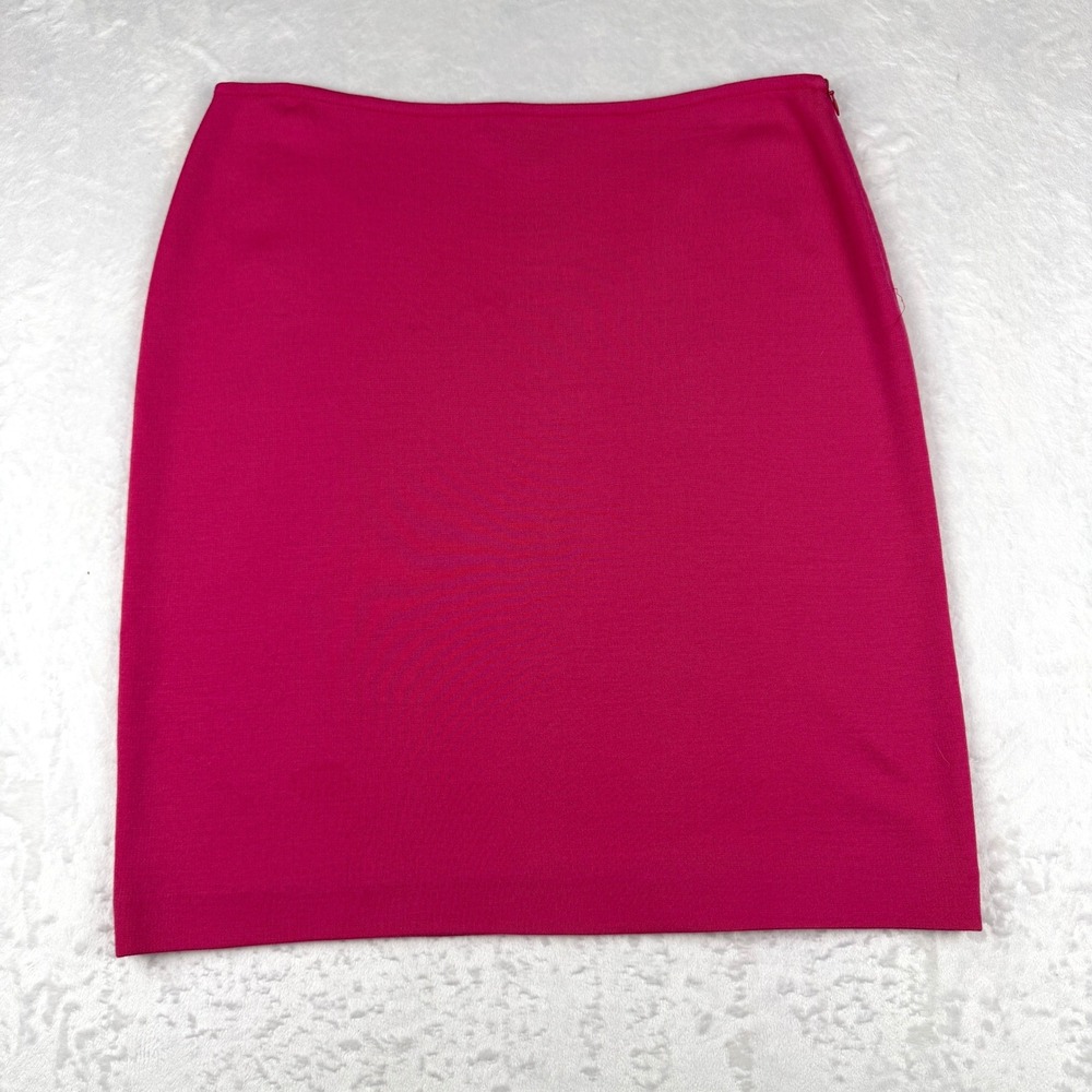 St. John Santana Knit Hot Pink Pencil Skirt 12 Wool Blend Quiet Luxury Old Money